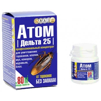 Атом (дельтаметрин 25%) от тараканов, клопов, муравьев, блох, мух и др. 2г